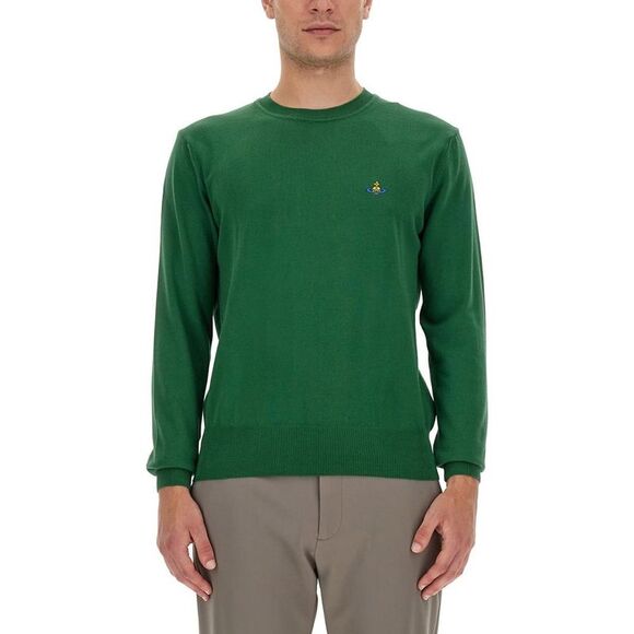 VIVIENNE WESTWOOD Orb Logo Crewneck Sweater Men GREEN Sweaters & Cardigans